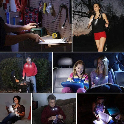  Verstellbare Bücherlampe 4 LED Hands Free Hängelampe, Flexibles Leselicht Zum Lesen Im Bett, 3 Helligkeitsstufen, Grün