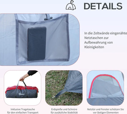  Outsunny Zelt Für 5-6 Personen, Campingzelt Mit Heringen, Tunnelzelt, Kuppelzelt, Polyester, Grau, 4,55 X 2,3 X 1,8 M