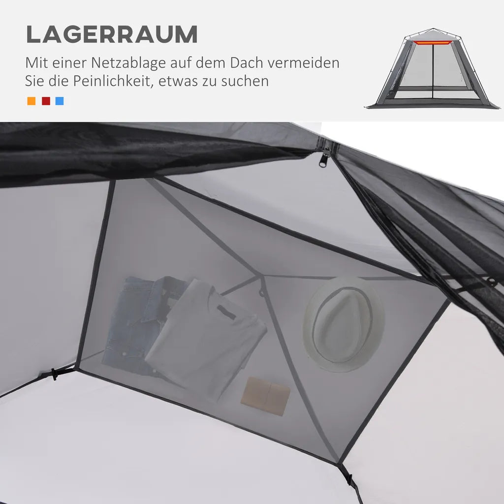  Outsunny Campingzelt Mesh Zelt Mit Netzwänden Moskitonetz Für 4-6 Personen Mit Tragetasche Für Angeln Camping Wandern Outdoor Polyester Stahl 309 X 309 X 218 Cm