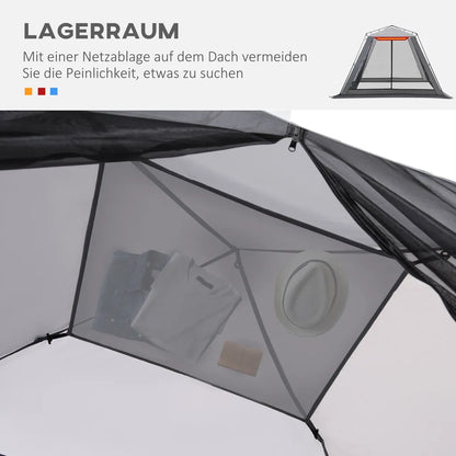  Outsunny Campingzelt Mesh Zelt Mit Netzwänden Moskitonetz Für 4-6 Personen Mit Tragetasche Für Angeln Camping Wandern Outdoor Polyester Stahl 309 X 309 X 218 Cm