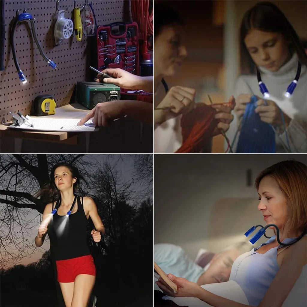  Halslampe Umhängelampe Leselampe Flexible Taschenlampe Für Lesen, Basteln, Stricken, Häkeln, Joggen