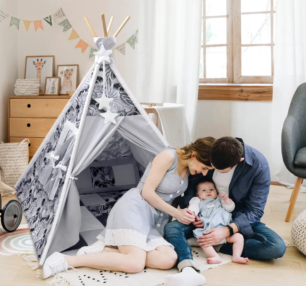  Amilian Tipi Zelt Für Kinder, Spielzelt Mit Gepolsterter Matte / Tipidecke / Bodenmatte Und Dekokissen, Zelt Kinderzimmer, Tippi Teepee