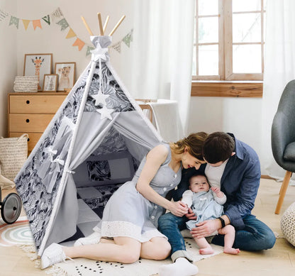  Amilian Tipi Zelt Für Kinder, Spielzelt Mit Gepolsterter Matte / Tipidecke / Bodenmatte Und Dekokissen, Zelt Kinderzimmer, Tippi Teepee