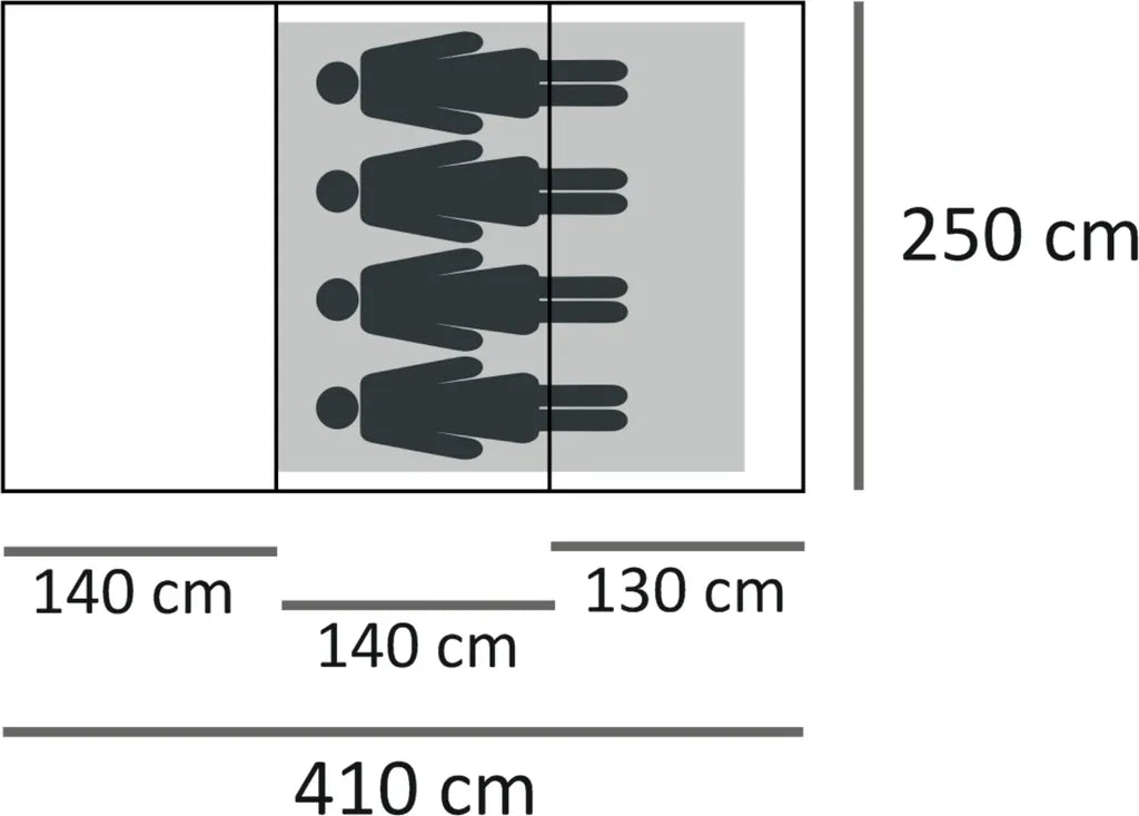  CampFeuer Zelt Smart Für 4 Personen | Blau/Grau, Tunnelzelt 2000 Mm Wassersäule