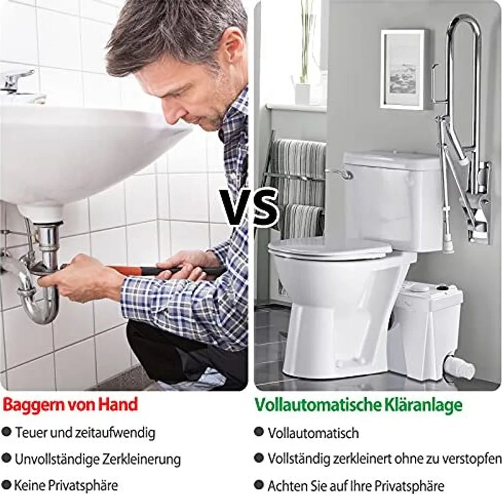  TRMLBE Hebeanlage Fäkalienpumpe 700W Schmutzwasserpumpen Wasserpumpen Mit Kohlefilter Für WC Dusche Waschtisch Haushaltspumpe