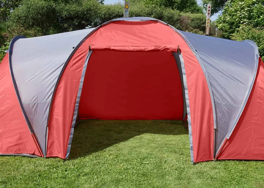  Campingzelt Laagri, 4-Mann Zelt Kuppelzelt Igluzelt Festival-Zelt, 4 Personen Rot