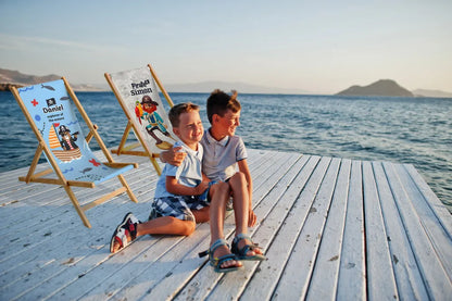  Kinder Holz-Liegestuhl Personalisierbar Klappbar Klappliegestuhl Sonnenliege Strandstuhl Wechselbezug Motiv Pirat [119]
