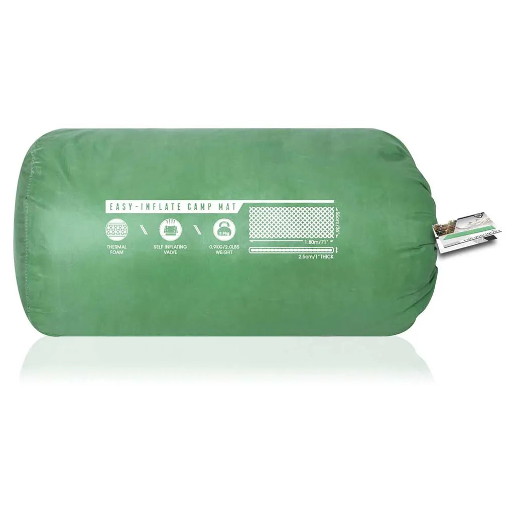  Bestway "Easy-Inflate Camp Mat" Selbstaufblasende Thermomatte, 180 X 50 X 2,5 Cm, Grün, 68058