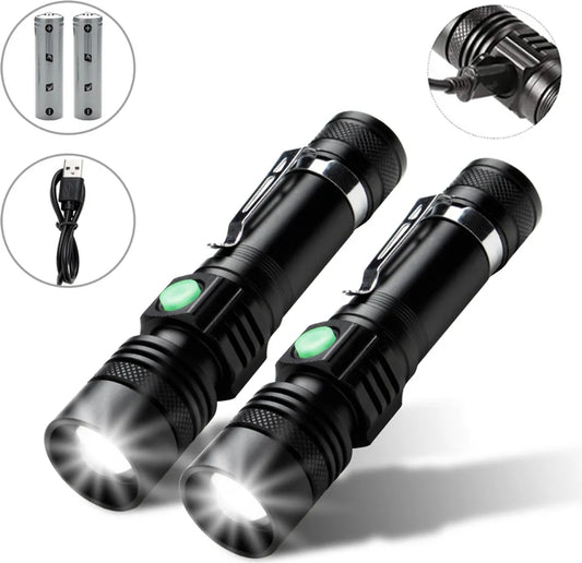  EINFEBEN 2x Super Hell Taschenlampe LED Taschenlampen Taktisches Fackel USB 18650 Akku Batterie Flashlight Wiederaufladbare