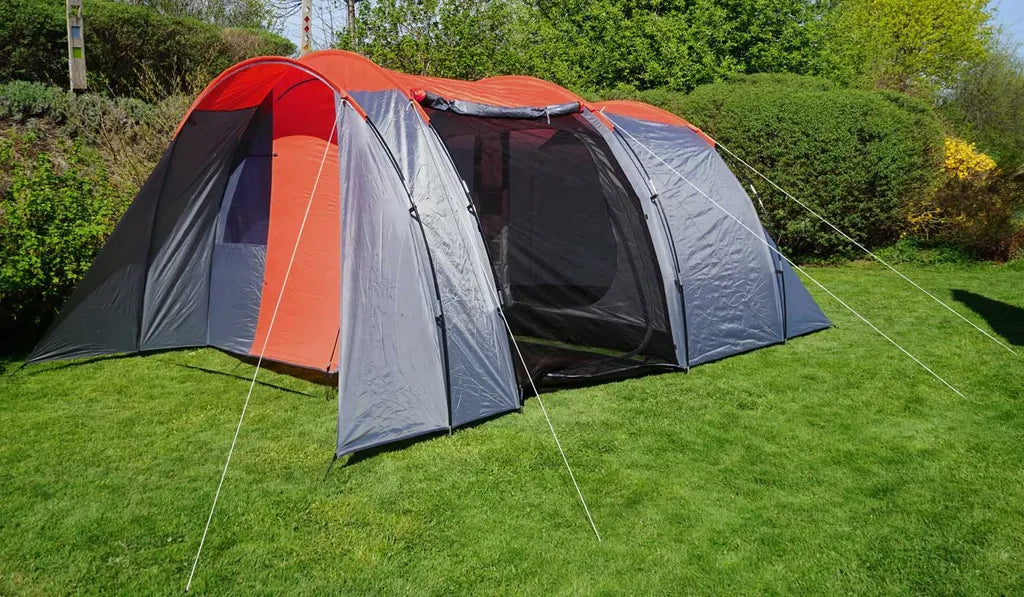  Campingzelt HWC-A99, 6-Mann Zelt Kuppelzelt Festival-Zelt, 6 Personen Rot/grau