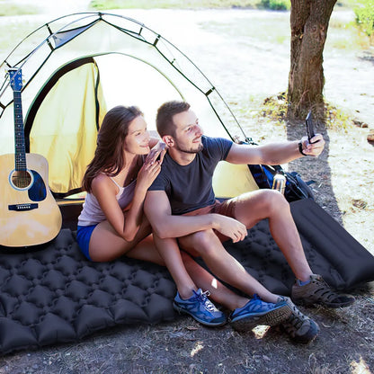  Jiubiaz Camping Isomatte, Kompakte, Selbstaufblasende Schlafmatte Mit Leichtem, Feuchtigkeitsbeständigem Kissen, 192 X 60 X 8.5 Cm, Navy Blau