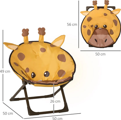  HOMCOM Moonchair Campingstühle Kinder Mondstuhl Faltbar Kinder-Klappsessel Klappbar In-& Outdoor Leicht Zu Tragen Für Kleinkind Mädchen Junge Stahl Gelb Ø50 X 49H Cm