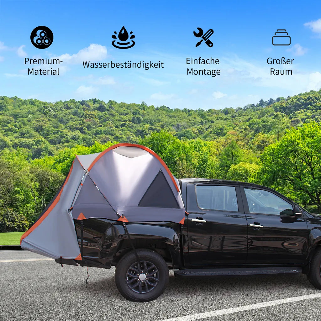  COSTWAY LKW-Zelt 2 Personen LKW-Bett-Zelt Campingzelt Mit Tragetasche Für Camping, Wandern, Outdoor, Orange Und Silber 265x178x100cm