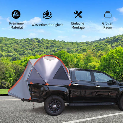  COSTWAY LKW-Zelt 2 Personen LKW-Bett-Zelt Campingzelt Mit Tragetasche Für Camping, Wandern, Outdoor, Orange Und Silber 265x178x100cm