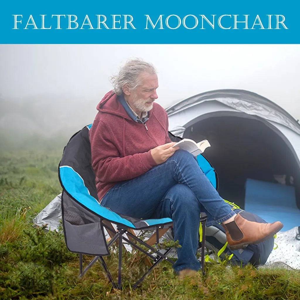  KAHOO Campingstuhl Tragbarer Moon Chair, Campingstuhl Mit Tragetasche, Gepolsterter Sitz, Blau