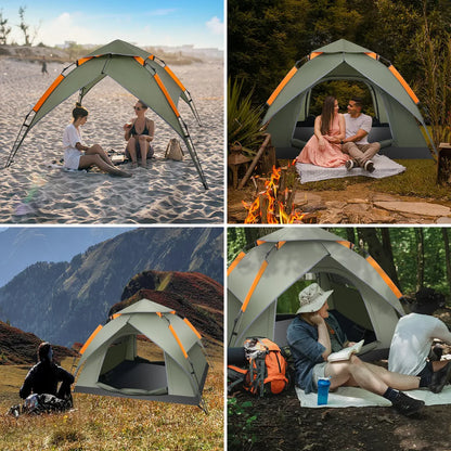  Puluomis Campingzelt Zelt Kuppelzelt Familienzelt Für 3-4 Personen Outdoor Camping Grün 210 X 180 X 105 Cm