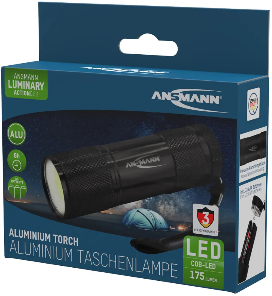  ANSMANN LED-Taschenlampe "ACTION COB LED" Mit Batterien