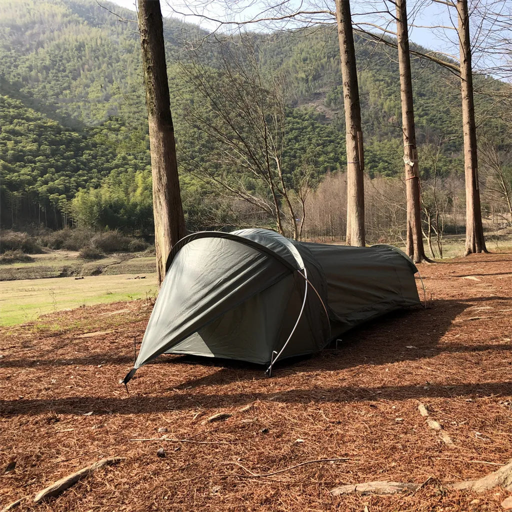  Ultraleichtes Einpersonenzelt, Wasserdichtes Campingzelt Fuer Outdoor-Rucksacktouren, Wandern, Angeln