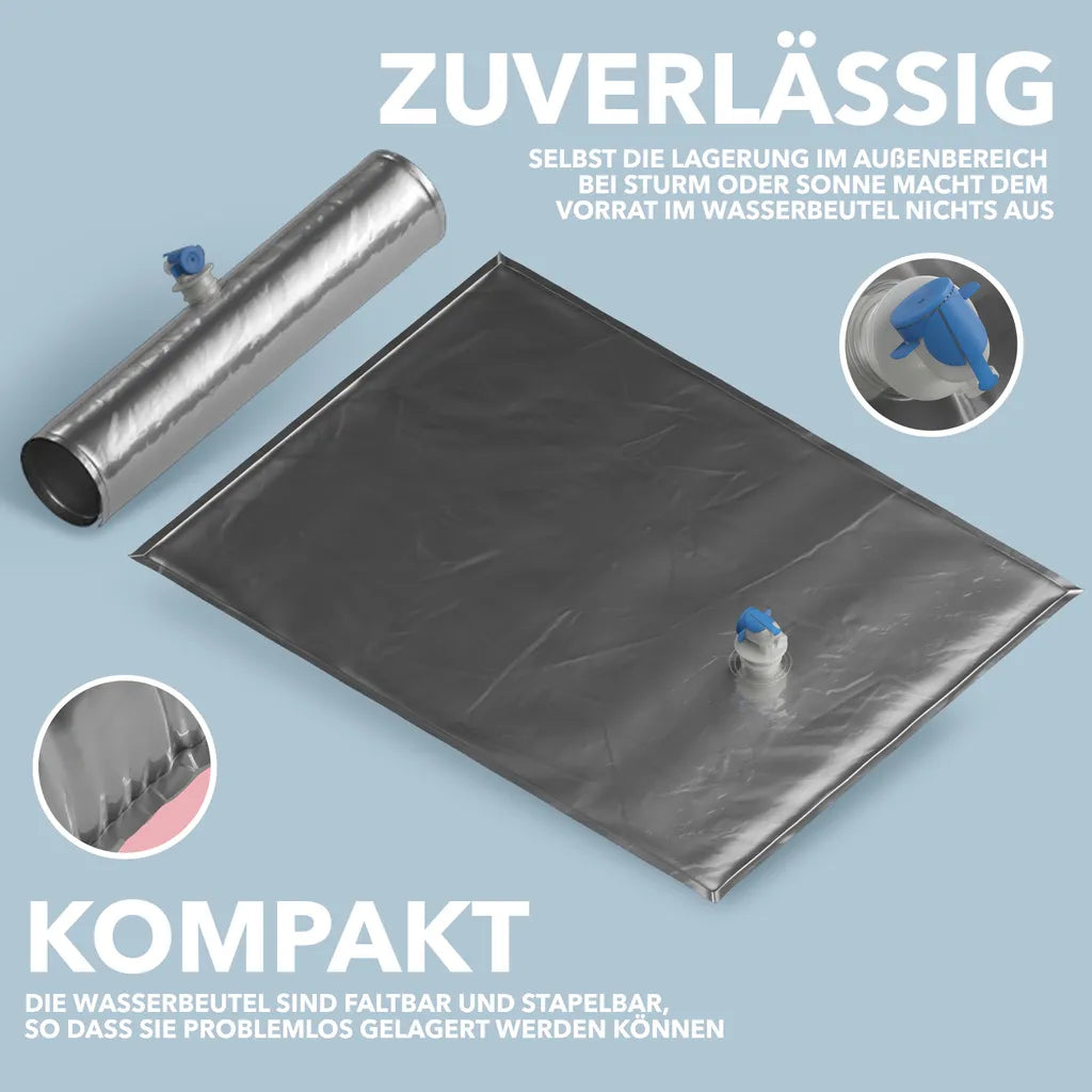  Wassersack Reißfest - Wasserbehälter Faltbar - Wasserbeutel BPA-frei [kein Bisphenol A] - Für Camping - Wasserspeicher Für Notversorgung - Wassersäcke - Wasser Behälter, 10 Stk