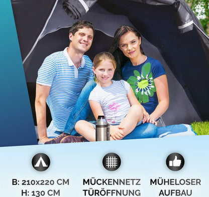  DUNLOP Campingzelt - Kuppelzelt Für 3 Personen - Wasserfest - 210 X 220 X 130 Cm - Inkl. Tragetasche