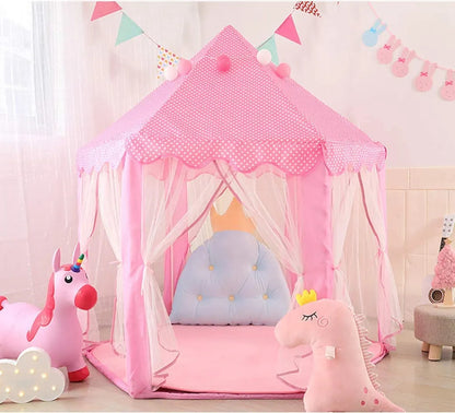  Topchances Spielzelt Für Kinder, Kinderspielzelt Mädchen Kinder Zelt, Princess Castle Spielzelt Für Kinder, Prinzessin Zelt Innen & Draussen - Weihnachten, Geschenk Für Kinder，Rosa