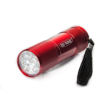  Taschenlampe 9 LED´s Rot Inkl. Batterien - LED Lampe Alu Leuchte Licht
