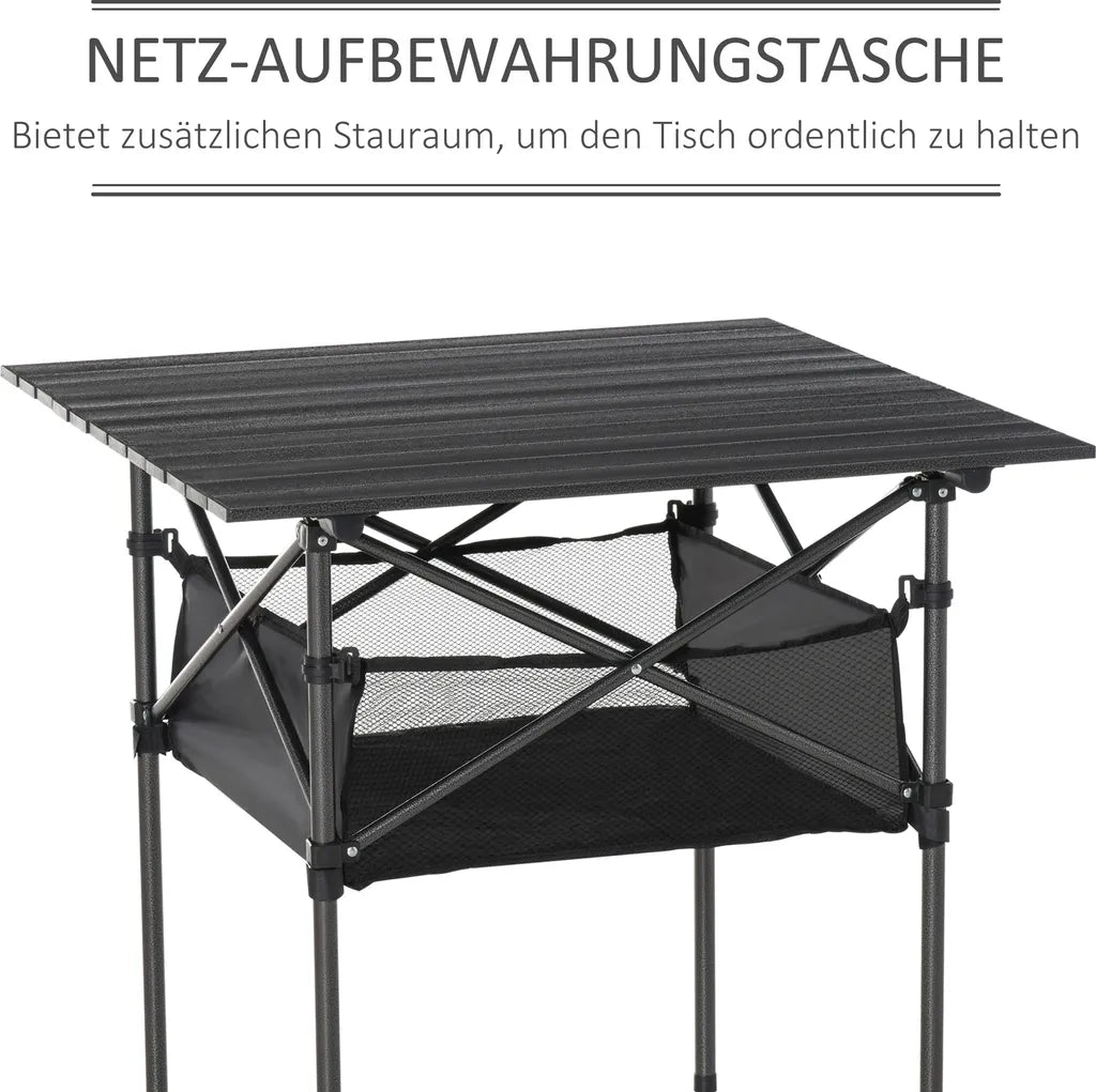  Outsunny Campingtisch Aus Aluminium Faltbar Klapptisch Falttisch Mit Netztasche Tragbarer Picknicktisch Für Camping Garten Party Picknick Balkon Schwarz 70 X 70 X 69 Cm