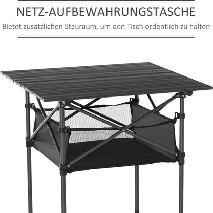  Outsunny Campingtisch Aus Aluminium Faltbar Klapptisch Falttisch Mit Netztasche Tragbarer Picknicktisch Für Camping Garten Party Picknick Balkon Schwarz 70 X 70 X 69 Cm
