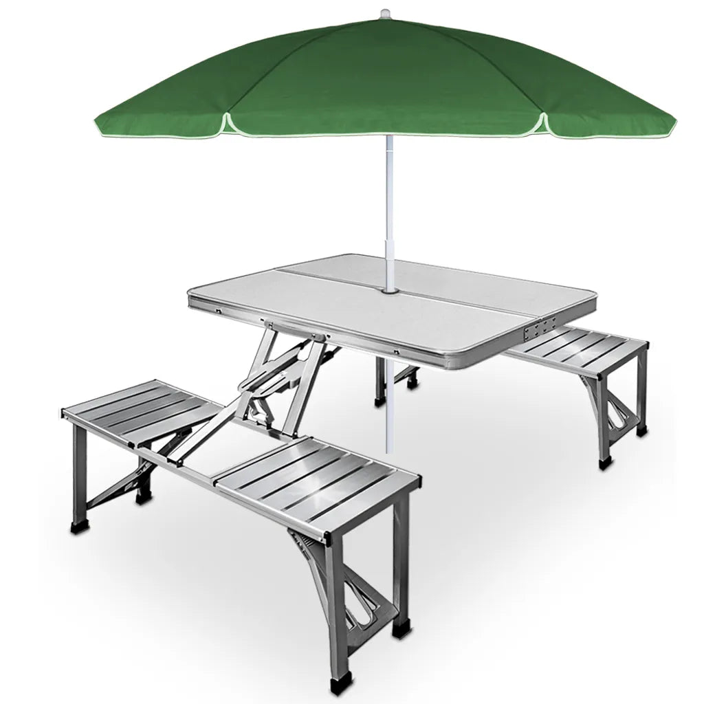  Deuba Alu Campingtisch Mit 4 Stühlen Klappbar Koffertisch Sonnenschirmhalter Tragegriff Sitzgruppe Camping Tisch Set