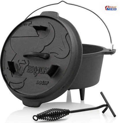  BBQ-Toro Dutch Oven DO45P, 4,2 L Premium Gusseisen Kochtopf, Gusstopf