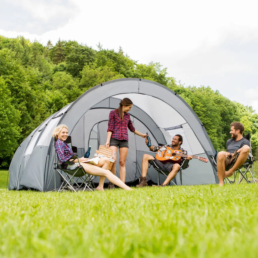  Tectake Tunnelzelt Woodstock Für 6 Personen Mit Vorzelt Und Tragetasche - Hellgrau/dunkelgrau