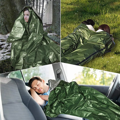  Notfall Überleben Schlafsack,Survival Biwaksack Erste Hilfe Rettungsdecken Wasserdicht Notfalldecke Warm Tube Zelt Ultraleicht Hitzeabweisend Kälteschutz Rettungszelt Für Outdoor(Grün)
