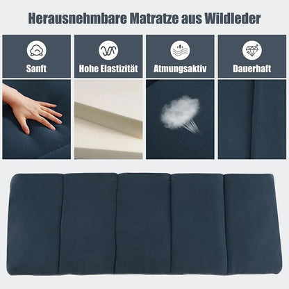  COSTWAY Feldbett Klappbar 190x67x53cm Campingbett Bis 150 Kg Belastbar Klappbett Mit Matratze, Kissen & Seitentasche, Tragbares Campingliege Inkl. Tragetasche Für Camping & Strand Blau
