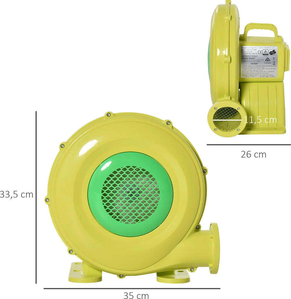  Outsunny Elektrische Luftpumpe Gebläsepumpe 450W Elektrische Pumpen Schnellbefüllbarer Inflator-Deflator Mit Einem Griff Leichtgewichtig Tragbar Für Boot Kissen Kinderpool ABS Gelb+Grün 35x26x33,5cm
