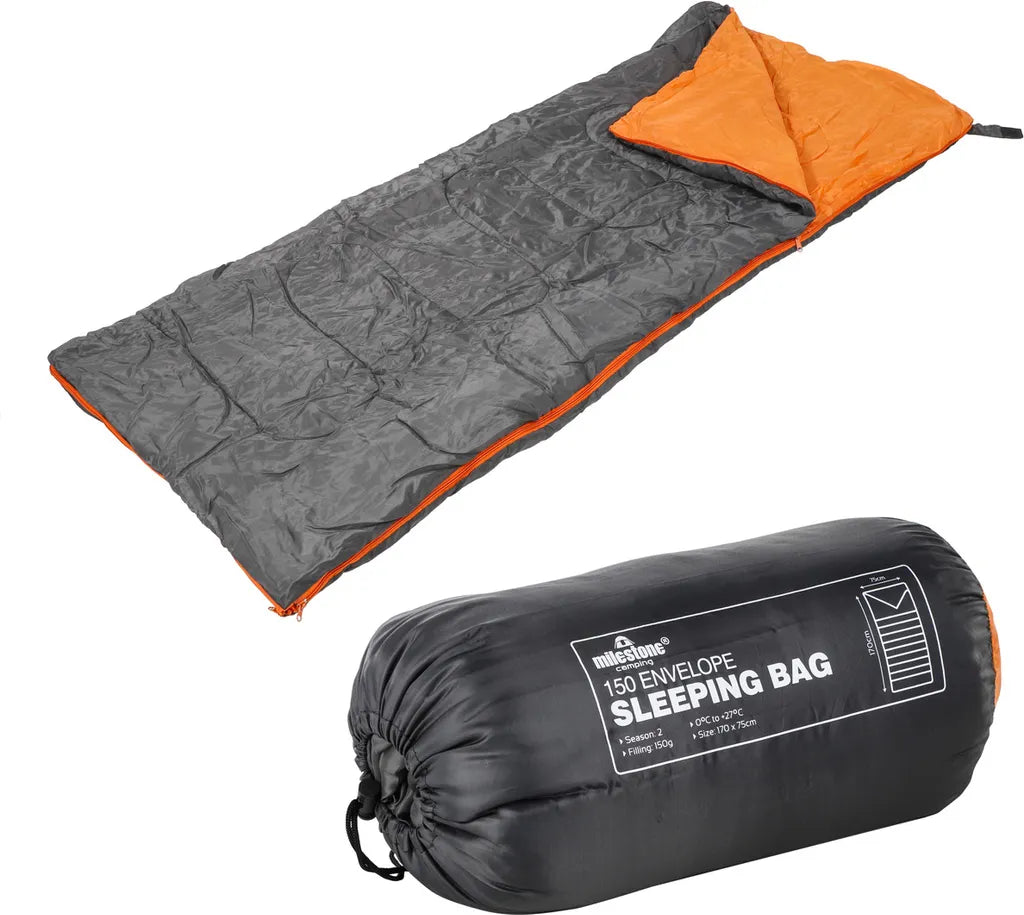 Schlafsack - 2 Wege Reißverschluss - L: 170cm - Inkl. Tragetasche - Anthrazit/Orange