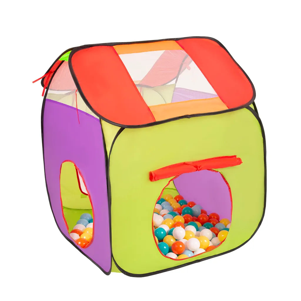  Selonis 3in1 Spielzelt Mit Tunnel Spielplatz Popup Bällebad Mit 900 Bälle Für Kinder, Mehrfarbig:weiß/gelb/orange/babyblau/türkis