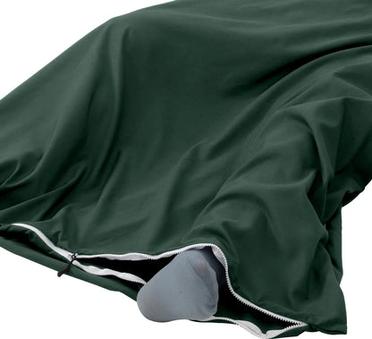  Traveler's Pal Hüttenschlafsack Aus 100% Baumwolle - Schlafsack Mit Reißverschluss An Seite Und Fußende - Leichter Und Dünner Inlett Sommerschlafsack Atmungsaktiv Und Hautfreundlich Patinagrün
