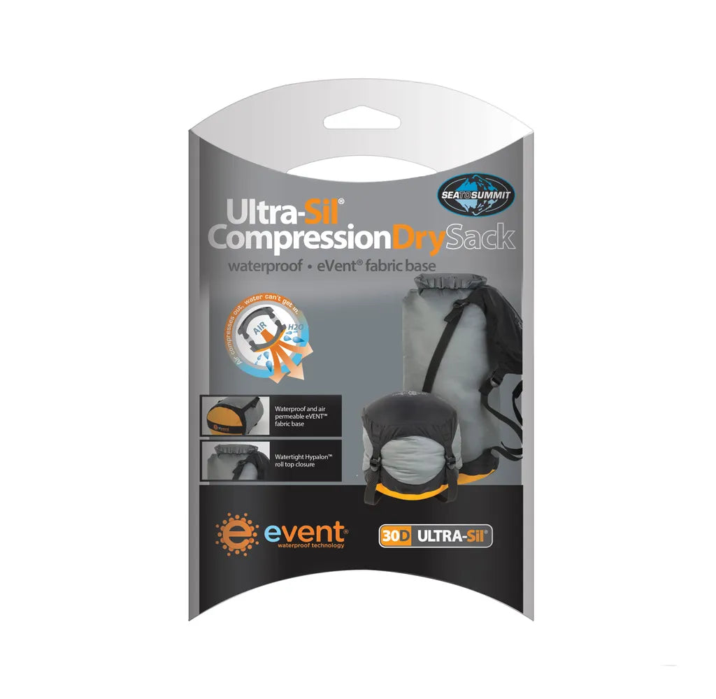  Sea To Summit - EVent Ultra-Sil Compression Dry Sack, Größe:S 10L - ø 18cm X 40cm - 75g - Komprimierbar Auf 3.3L