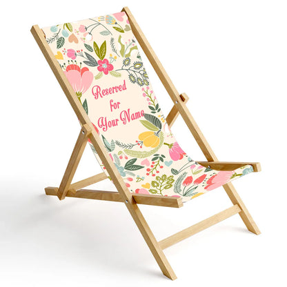  Personalisierbarer Holz-Liegestuhl Klappbar Klappliegestuhl Sonnenliege Strandstuhl Wechselbezug Motiv Pastel Blumen [119]