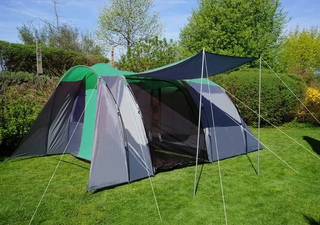  Campingzelt MCW-A99, 6-Mann Zelt Kuppelzelt Festival-Zelt, 6 Personen Grün/grau