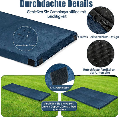  COSTWAY Isomatte Camping, Campingmatratze Aus Memory-Schaum, Leichte Schlafmatte Mit Flanellbezug, Inkl. Tragetasche, Gästematratze Für Reisen, Wandern, Zuhause, 183 X 62,5 X 6,5 Cm