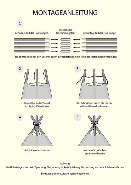  Amilian Tipi Zelt Für Kinder, Spielzelt Mit Gepolsterter Matte / Tipidecke / Bodenmatte Und Dekokissen, Zelt Kinderzimmer, Tippi Teepee