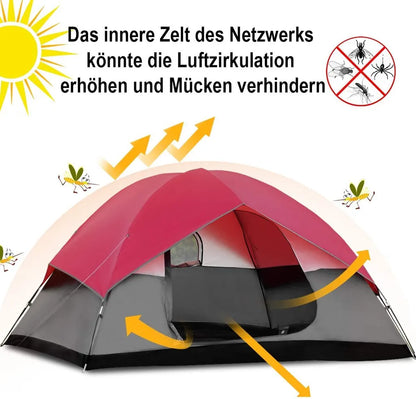  COSTWAY 5-6 Personen Campingzelt Kuppelzelt Wurfzelt Doppelschicht Winddichte Wasserabweisend Für Wandern Camping 300x300x165cm