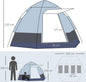  Outsunny Camping Zelt 3-4 Personen Zelt Familienzelt Kuppelzelt 210T PU3000mm Einfache Einrichtung Für Familien Trekking Festival Stahl Glasfaser Grün+Grau 240 X 240 X 195 Cm
