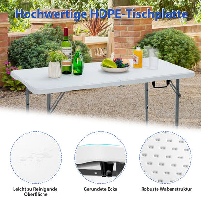  COSTWAY Tragbarer Campingtisch Klapptisch, Klappbarer Gartentisch Mit Tragegriff, Höhenverstellbar, Für Camping, Hochzeit, Party, 120 X 60 X 74,5 Cm