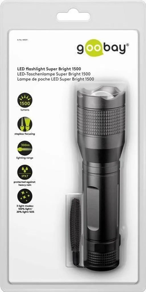 Goobay LED-Taschenlampe Super Bright 1500