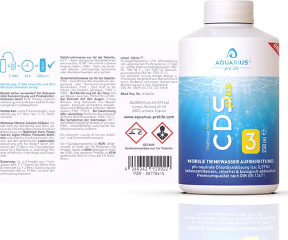  AQUARIUS Pro Life ® - CDSplus 250 Ml - Patentierte Chlordioxid Lösung I CDL Tropfen I Chlorine Dioxide Solution I Auf Wunsch Aktivierbar I Das Original
