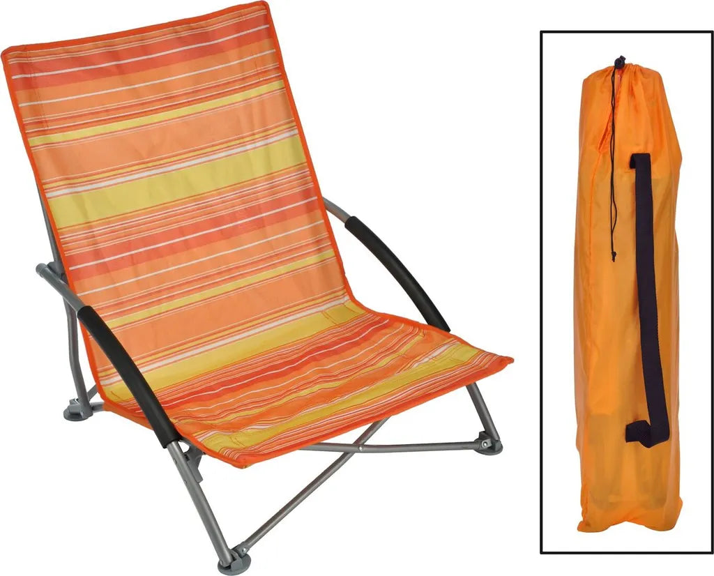  Strandstuhl Mit Tasche 600D Oxford - Orange- Campingstuhl Klappstuhl Angelstuhl Faltstuhl