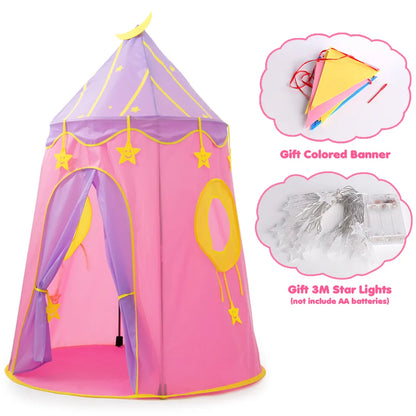  Kinderspielzelt Indisch Kinderzelt,Spielzelt Prinzessin Traum Schloss Burg Haus Für Mädchen, Im Kinderzimmer, Indoor/innen/außen/draußen,（Pink + Lila）