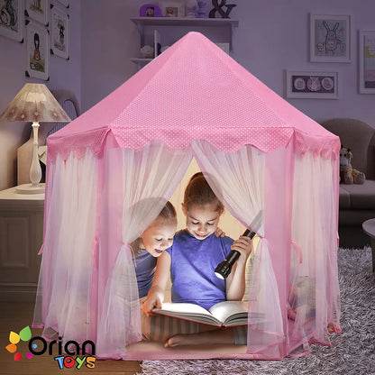  Topchances Spielzelt Für Kinder, Kinderspielzelt Mädchen Kinder Zelt, Princess Castle Spielzelt Für Kinder, Prinzessin Zelt Innen & Draussen - Weihnachten, Geschenk Für Kinder，Rosa